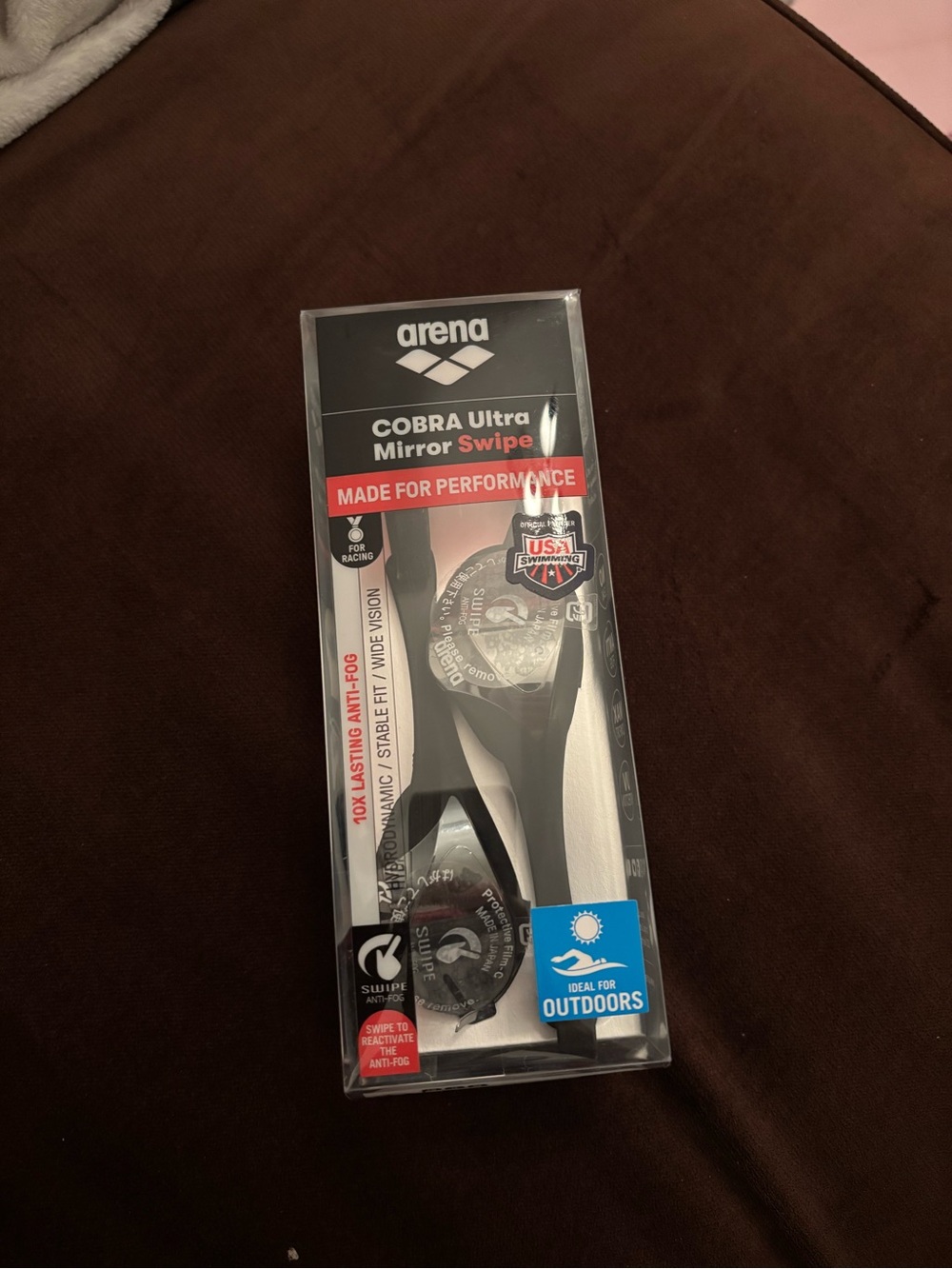 Arena Cobra Ultra Mirror Swipe Swimming Goggles - Black/Silver